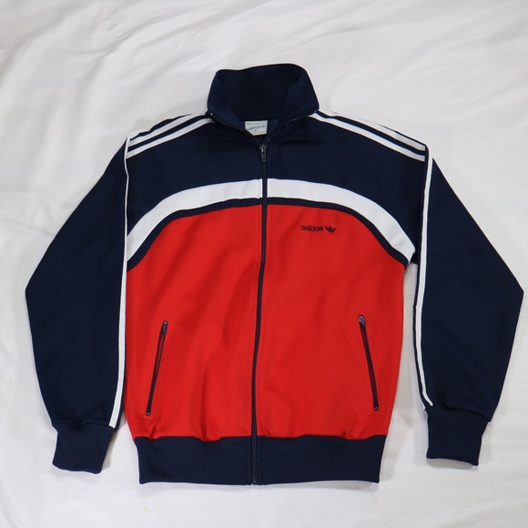 red white and blue adidas track jacket